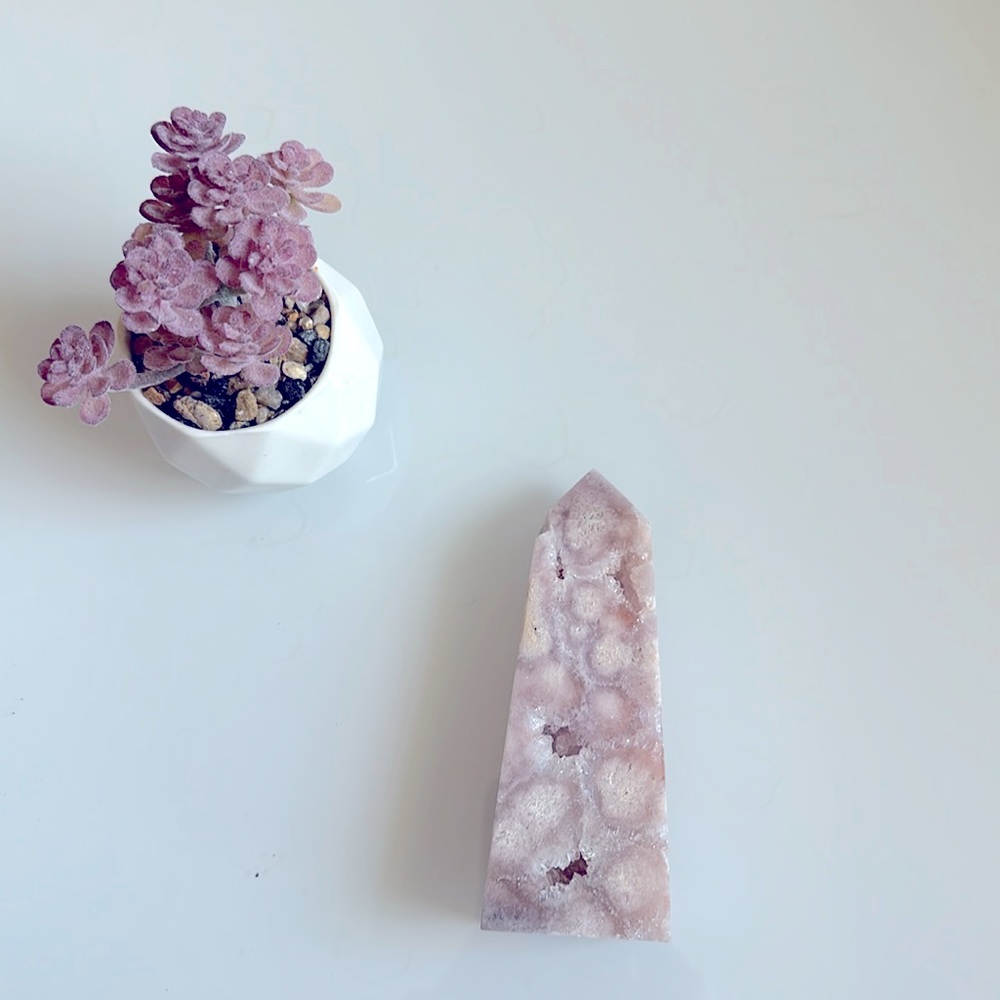 Pink Amethyst Tower With Tons of Druzy Flowers